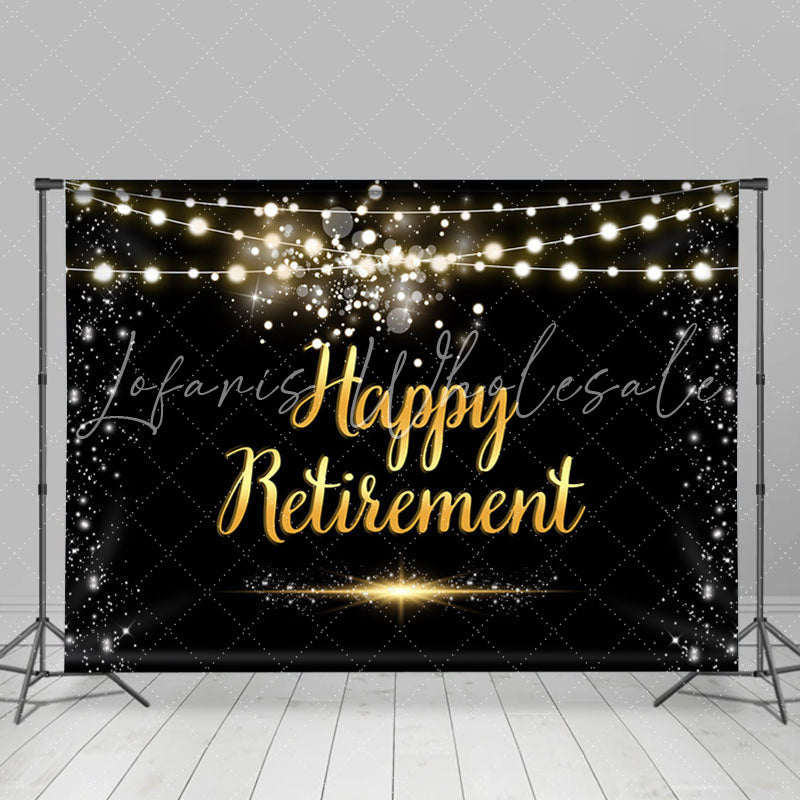 Lofaris Bright Bokeh Light Black Happy Retirement Backdrop