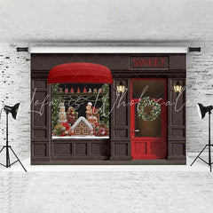 Lofaris Brown Sweet Shop Wreath Christmas Backdrop For Party