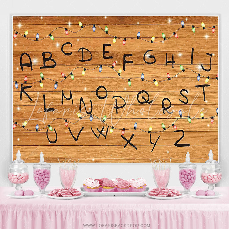 Lofaris Brown Wood And Colourful String Letter Birthday Backdrop