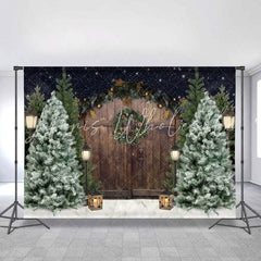Lofaris Brown Wooden Door And Tree Christmas Backdrop For Party