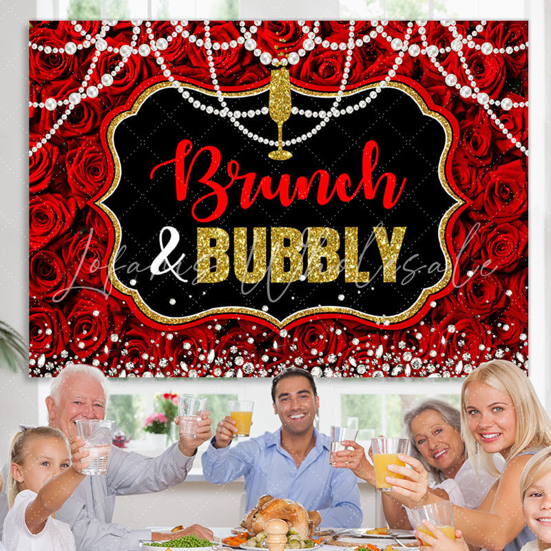 Lofaris Brunch and Bubbly Red Rose Gorgeous Tea Partybackdrop