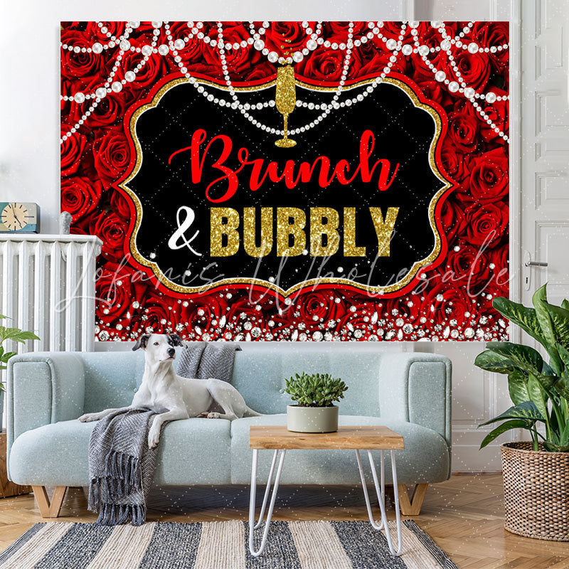 Lofaris Brunch and Bubbly Red Rose Gorgeous Tea Partybackdrop