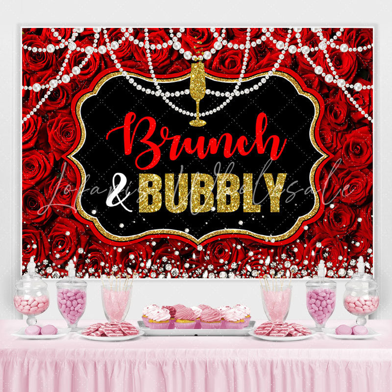 Lofaris Brunch and Bubbly Red Rose Gorgeous Tea Partybackdrop