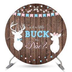 Lofaris Buck Or Doe Wooden Round Gender Reveal Backdrop