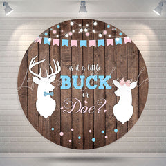 Lofaris Buck Or Doe Wooden Round Gender Reveal Backdrop