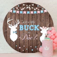Lofaris Buck Or Doe Wooden Round Gender Reveal Backdrop