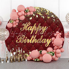 Lofaris Burgundy And Rose Golden Round Happy Birthday Backdrop