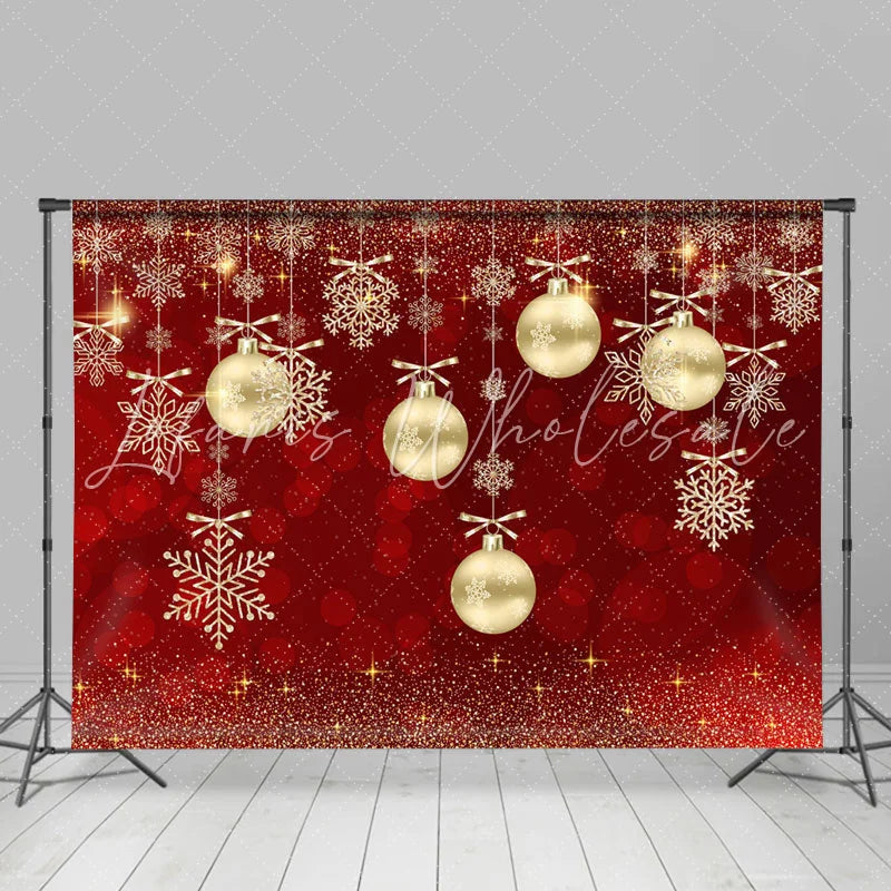 Lofaris Burgundy With Shiny Snowflake Christmas Ball Backdrop