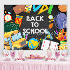Lofaris Bus and student stationery Back to School Backdrop