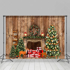 Lofaris Cabin With Lights Merry Christmas Holiday Backdrop