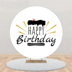 Lofaris Cake Cherry White Simple Round Birthday Backdrop