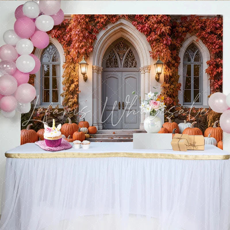 Capture Autumn Pumpkin Door Photography Backdrop for Fall Portrait Rustic Thanksgiving Background Banner for Studio Photo