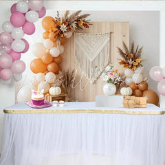 Capture Boho Autumn Backdrop with Pumpkins and Balloons Rustic Wood Wall Background for Thanksgiving Photoshoot