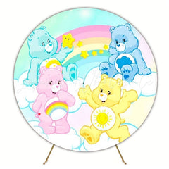 Care Bears Colorful Round Backdrop For Nostalgic Kids Party Theme