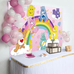 Cartoon Care Cute Bear Birthday Decorations Backdrop For Children Kids