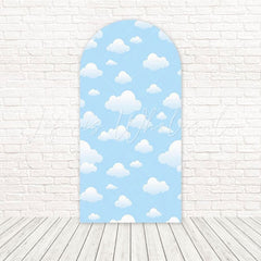 Cartoon Clouds Sky Bright Arch Backdrop For Playful Party Photoset