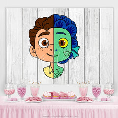 Lofaris Cartoon Film Boy White Wood Birthday Party Backdrop