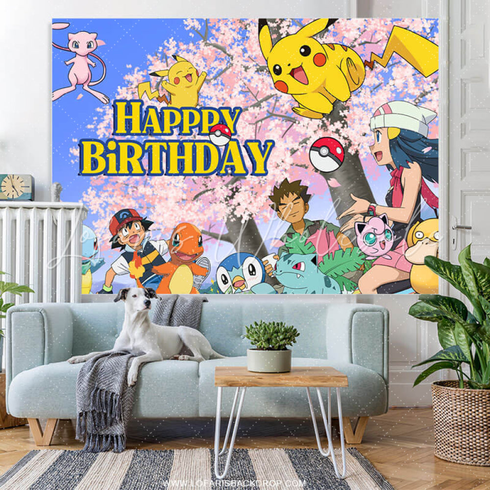 Lofaris Cartoon Film Character Kids Birthday Backdrop Banner