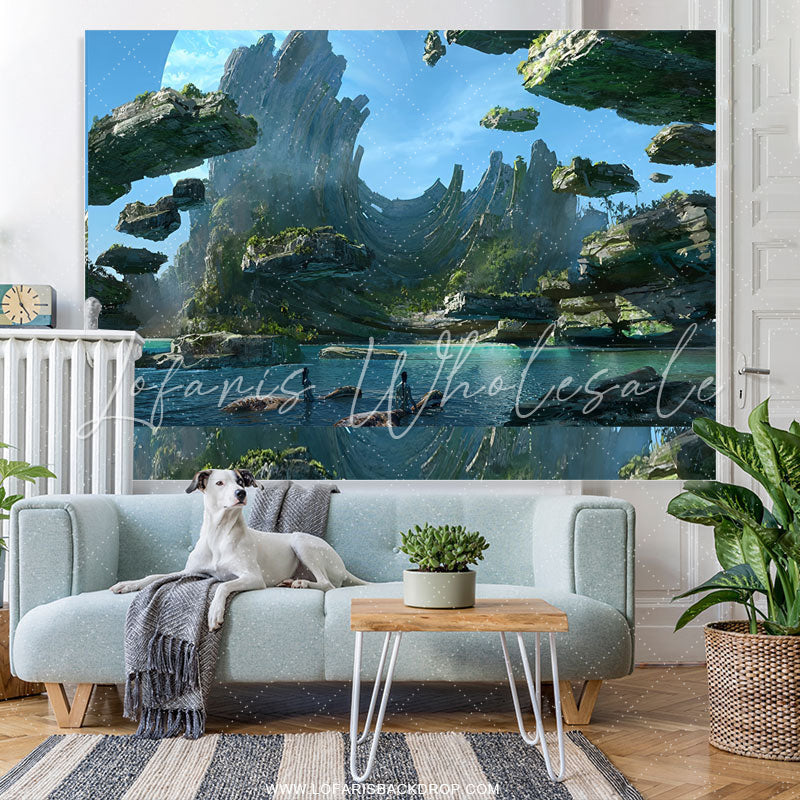 Lofaris Cartoon Floating Stone World Birthday Backdrop