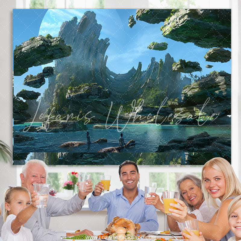 Lofaris Cartoon Floating Stone World Birthday Backdrop