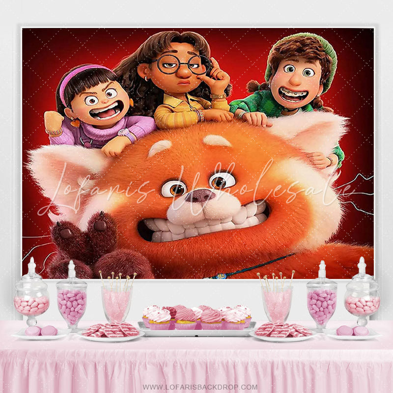 Lofaris Cartoon Girls And Cat Theme Backdrop Banner For Birthday