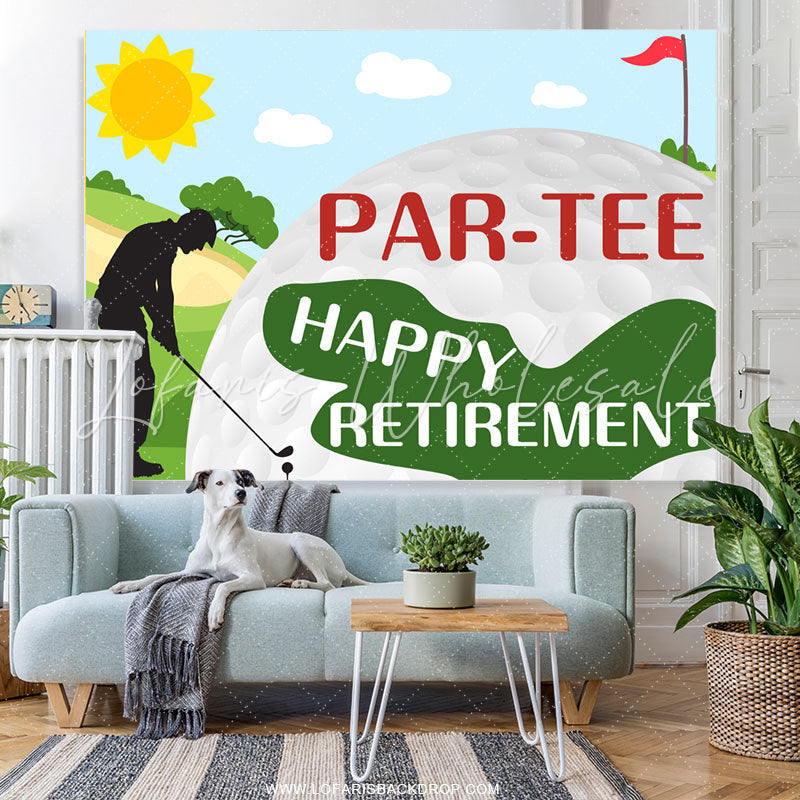 Lofaris Cartoon Golf Par-tee Happy Birthday Backdrop Banner