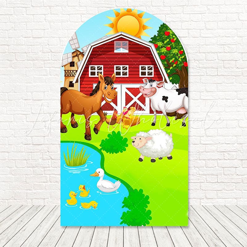 Cartoon Little Farm Arch Backdrop for Fun and Playful Kids Events