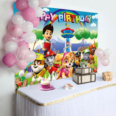 Cartoon Paw Patrol Dog Theme Birthday Party Backdrop For Indoor Party