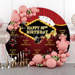 Lofaris Casino Black Red Classic Circle 50Th Birthday Backdrop