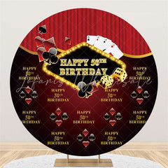 Lofaris Casino Black Red Classic Circle 50Th Birthday Backdrop
