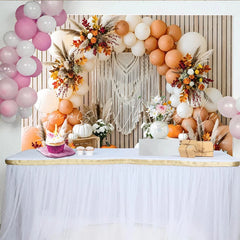 Celebrate Boho Autumn Backdrop with Pumpkins and Balloons for Portrait Rustic Wood Background for Thanksgiving Party Decor