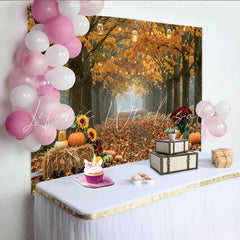 Celebrate Golden Autumn Backdrop with Pumpkins and Sunflowers Rustic Thanksgiving Background for Fall Harvest Photoshoot