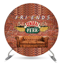 Lofaris Central Perk Red Brick Wall Circle Party Backdrop