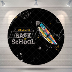 Lofaris Chalk Drawing Round Back to School Backdrop Cover