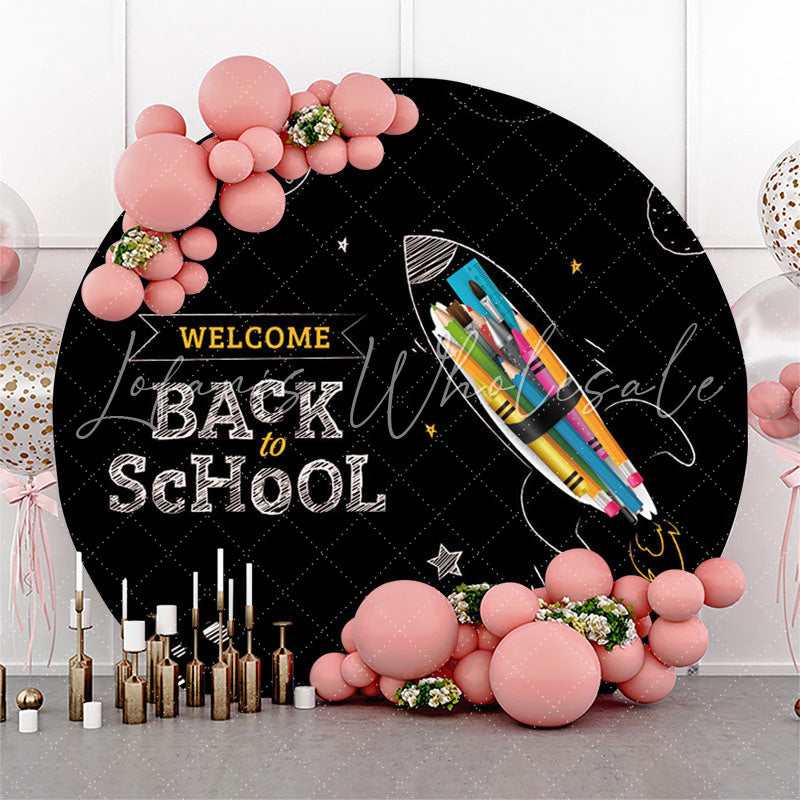 Lofaris Chalk Drawing Round Back to School Backdrop Cover