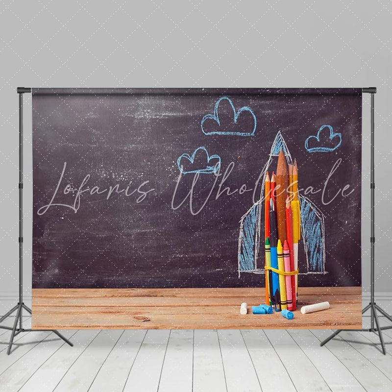 Lofaris Chalkboard Photo Backdrop Back to School Pencils Chalk