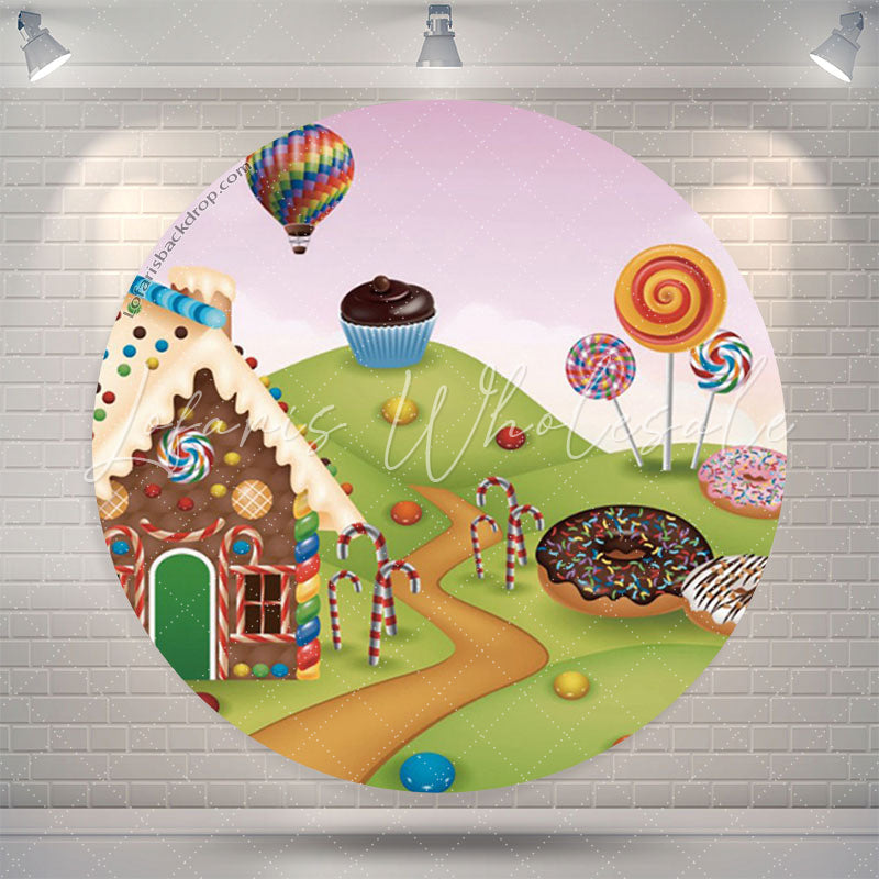 Lofaris Chocolate House Candy World Birthday Circle Backdrop