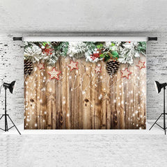 Lofaris Chrismas Decoration Star Abd Glitter Wood Backdrop