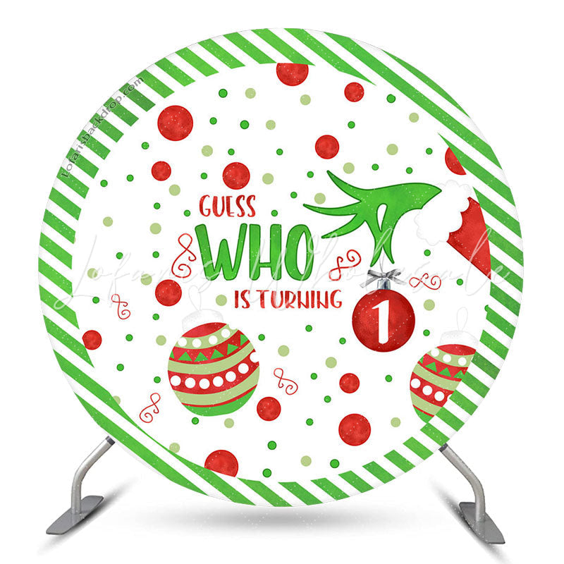 Lofaris Christmas Dots Round Happy 1st Birthday Backdrop