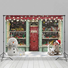 Lofaris Christmas Shop Glitter Light Snowman Backdrop