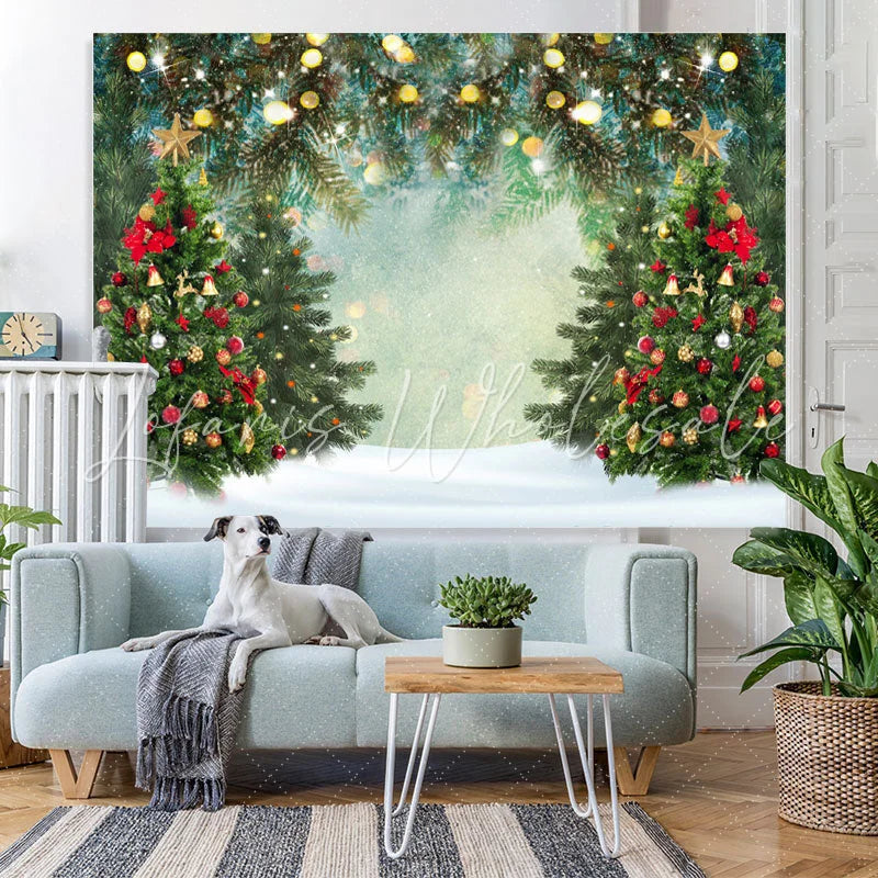 Lofaris Christmas Tree and Glitter Light Backdrop for