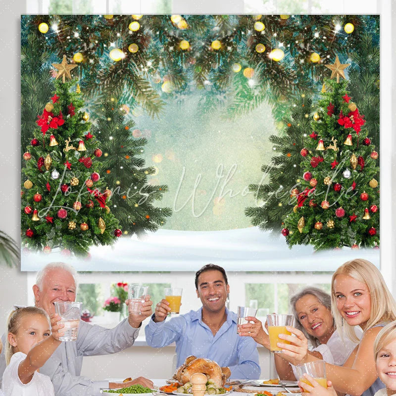 Lofaris Christmas Tree and Glitter Light Backdrop for