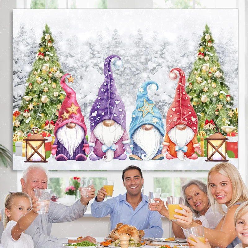 Lofaris Christmas Tree Colored Santa Claus Backdrop