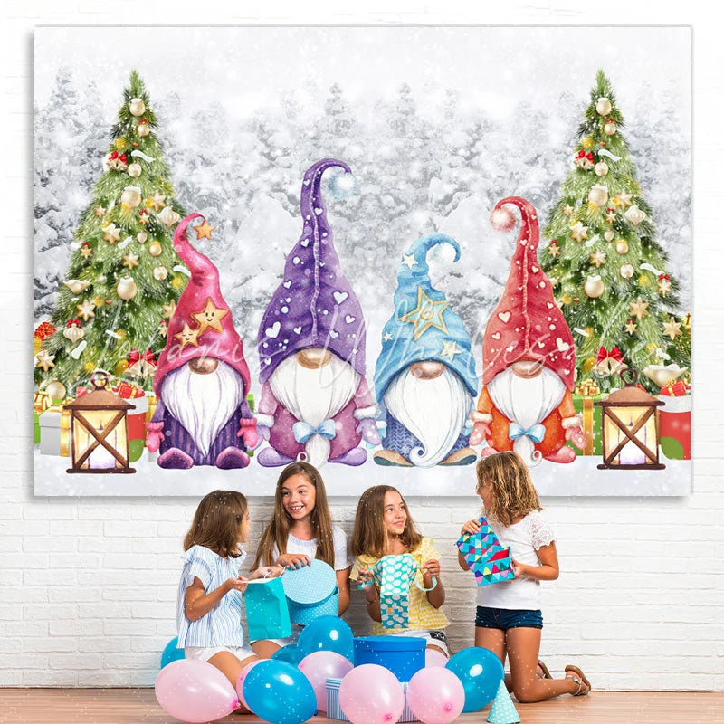 Lofaris Christmas Tree Colored Santa Claus Backdrop