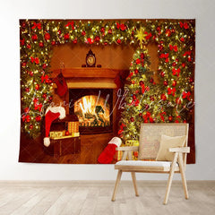Lofaris Christmas Tree Fireplace Holiday Backdrop