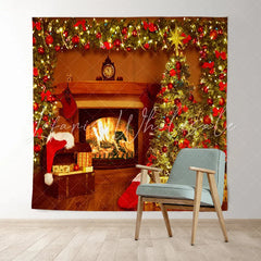 Lofaris Christmas Tree Fireplace Holiday Backdrop