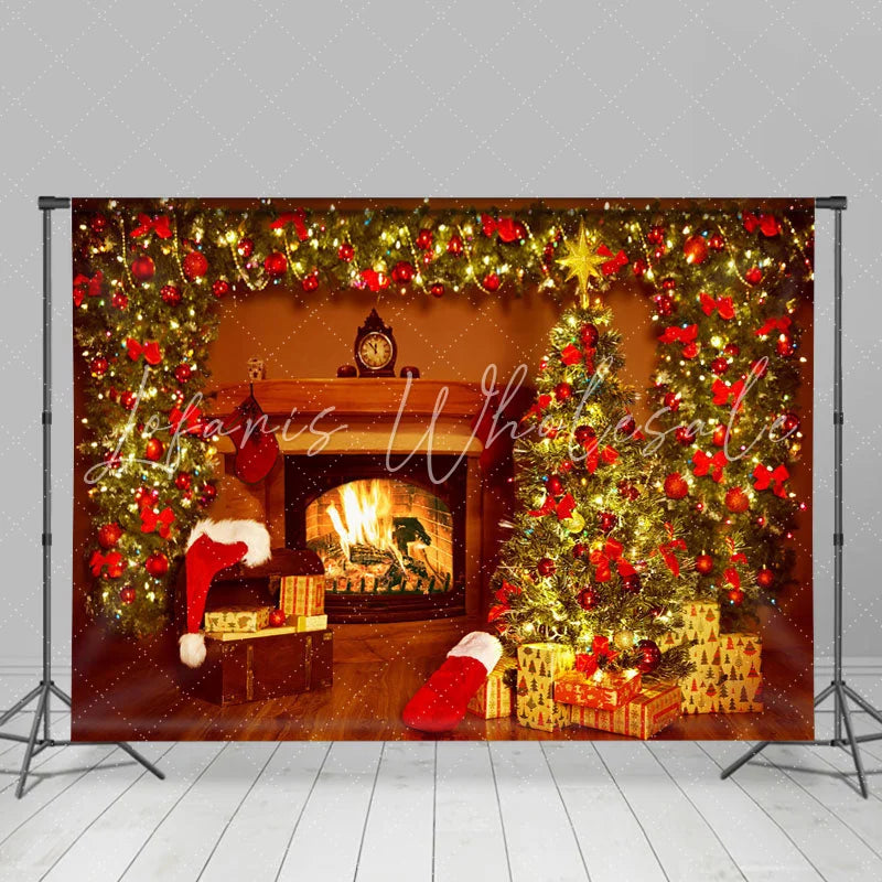 Lofaris Christmas Tree Fireplace Holiday Backdrop