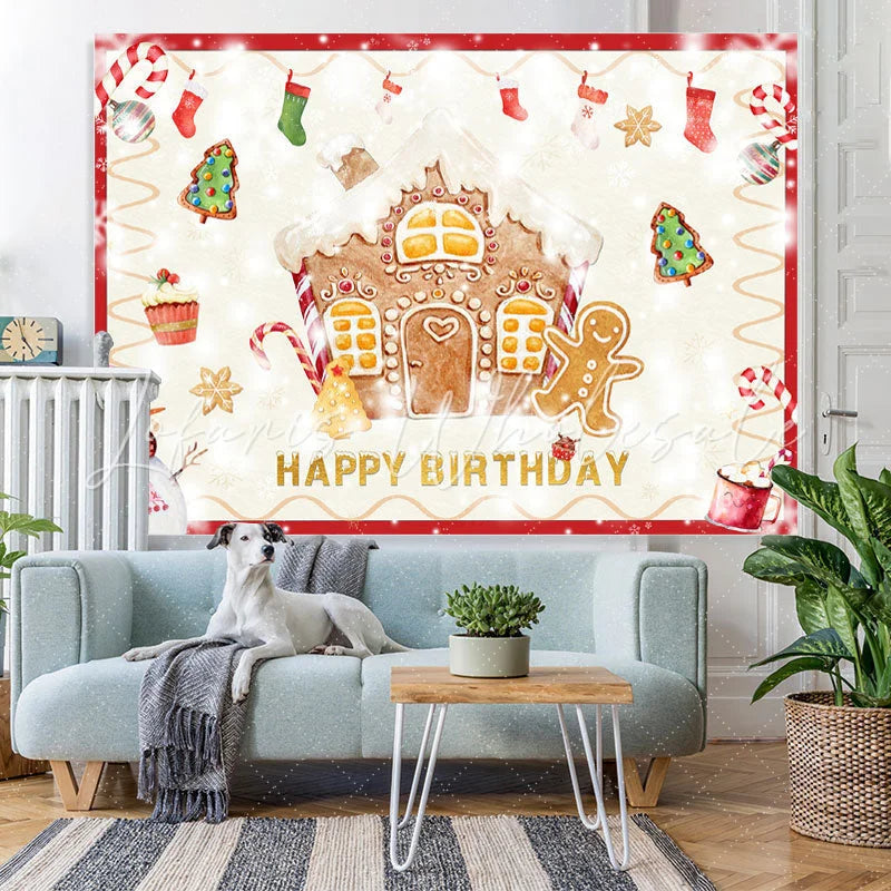 Lofaris Christmas Tree Happy Birthday Snowman Backdrop for Party