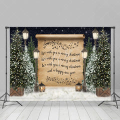 Lofaris Christmas Tree Snow Night Lights Merry Backdrop