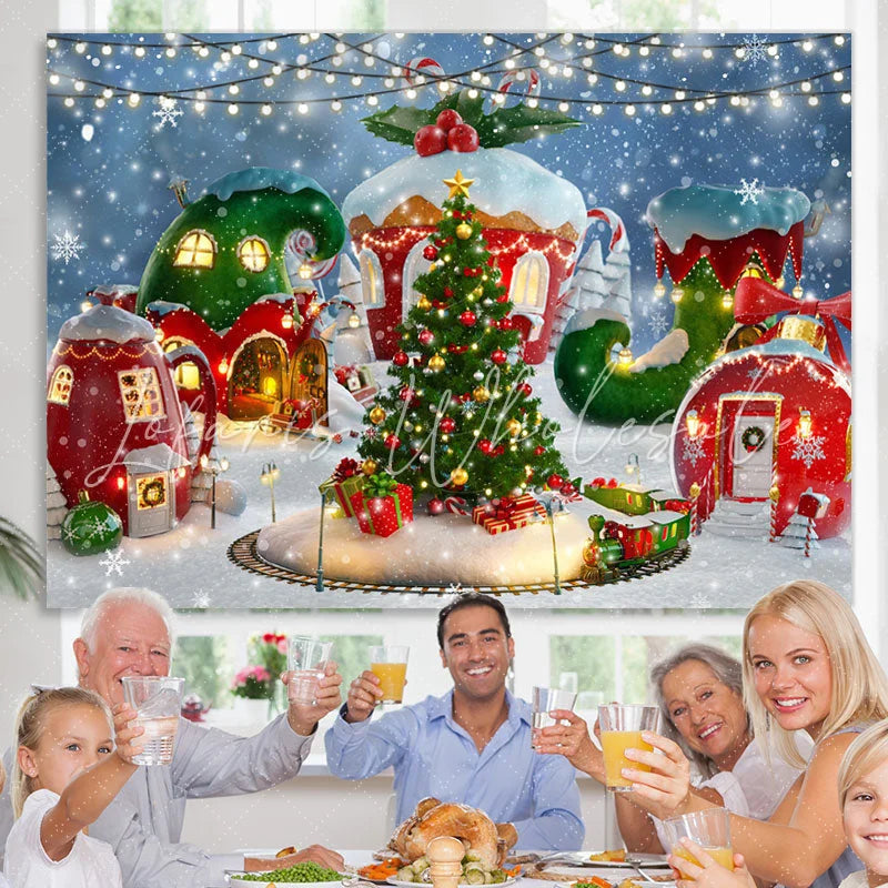 Lofaris Christmas Tree Snowflake Light Photoshoot Backdrop for Party